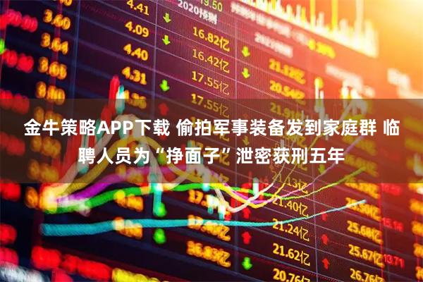 金牛策略APP下载 偷拍军事装备发到家庭群 临聘人员为“挣面子”泄密获刑五年